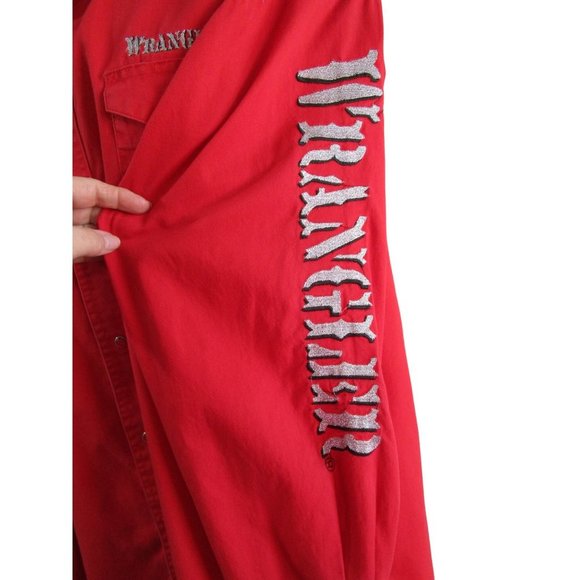 Wrangler Red Pearl Snap Silver Embroidery Vintage Western Rodeo 2XL GUC - Picture 9 of 16